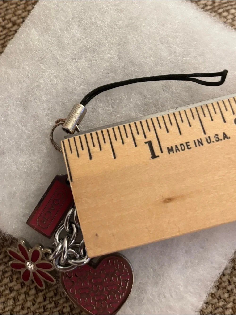 Coach Red Pink Floral and Heart Logo Key/Phone/Bag Charm